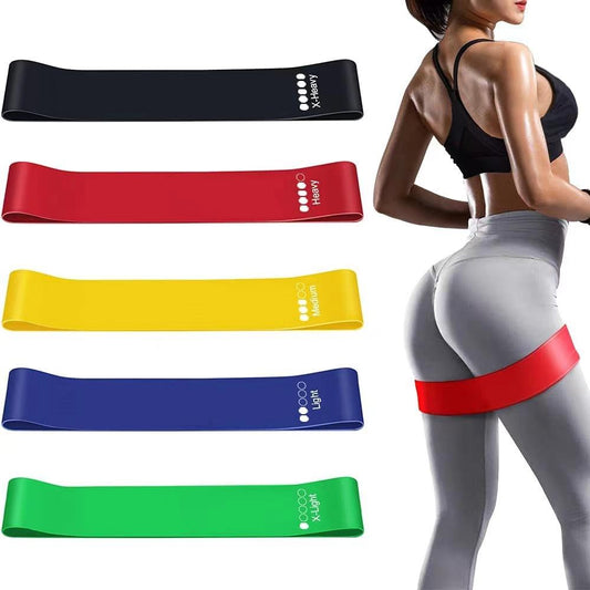 Fabric Resistance Bands Set - Portable 5-Level Loop Workout Bands (With Color Box and Manual)