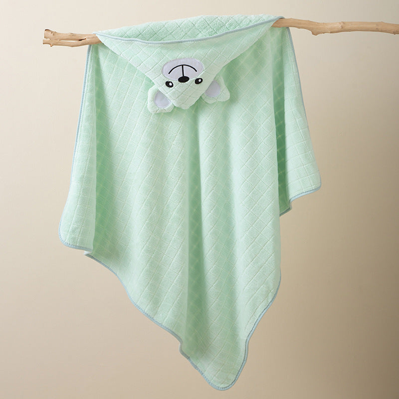 Ultra-Soft Coral Fleece Baby Hooded Bath Towel
