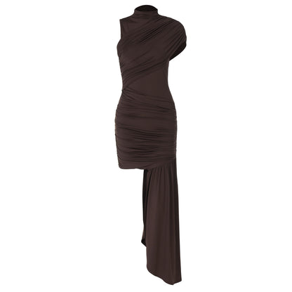 Pleated Elysian Draped Asymmetrical Dress