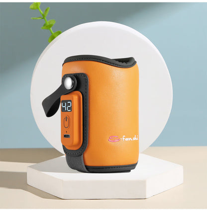 Portable USB Baby Bottle Warmer with 5 Temp Settings & LCD Display