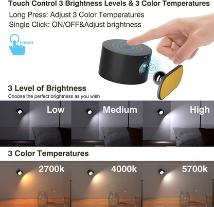 Applique murale magnétique LED rechargeable à 360° 