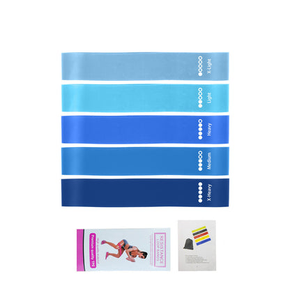 Fabric Resistance Bands Set - Portable 5-Level Loop Workout Bands (With Color Box and Manual)