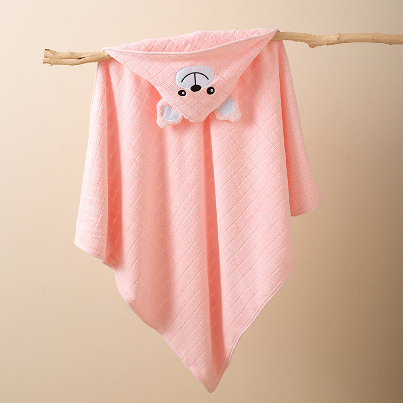 Ultra-Soft Coral Fleece Baby Hooded Bath Towel