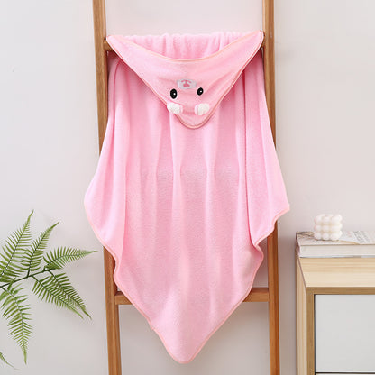 Ultra-Soft Coral Fleece Baby Hooded Bath Towel