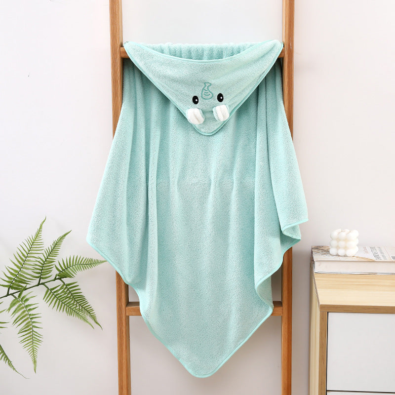 Ultra-Soft Coral Fleece Baby Hooded Bath Towel