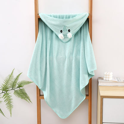 Ultra-Soft Coral Fleece Baby Hooded Bath Towel