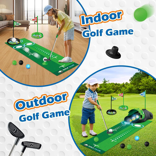Kids Mini Golf Set with LED Balls & Automatic Return