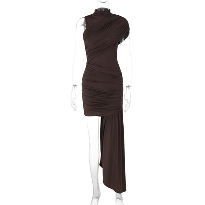 Pleated Elysian Draped Asymmetrical Dress