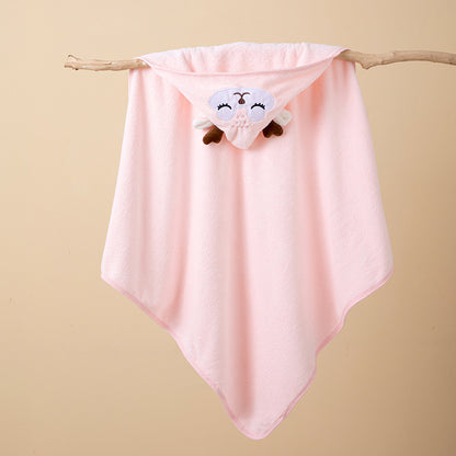 Ultra-Soft Coral Fleece Baby Hooded Bath Towel