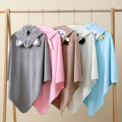 Ultra-Soft Coral Fleece Baby Hooded Bath Towel