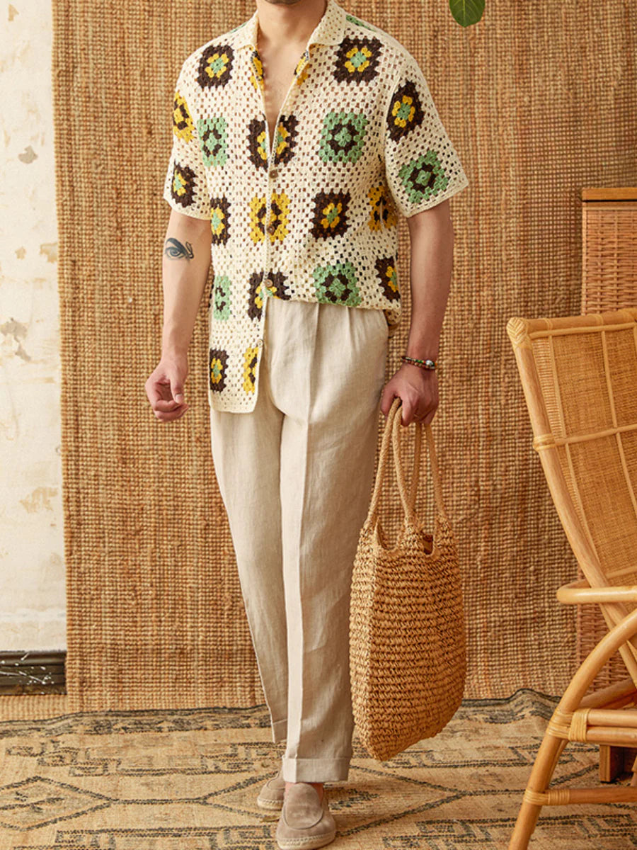 Crochet Openwork Shirt - Light, Breathable Summer Cool